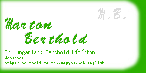 marton berthold business card